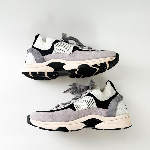 Chanel CC Tennis Shoes Suede Knit Trainer Sneaker Eu 38 US 7-7.5 - Picture 7 of 12